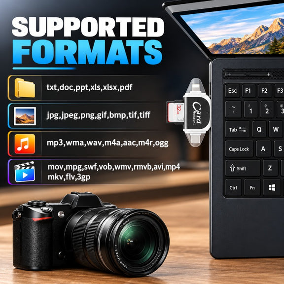 Multi-Port 4 in1 Universal SD TF Card Reader – Bak